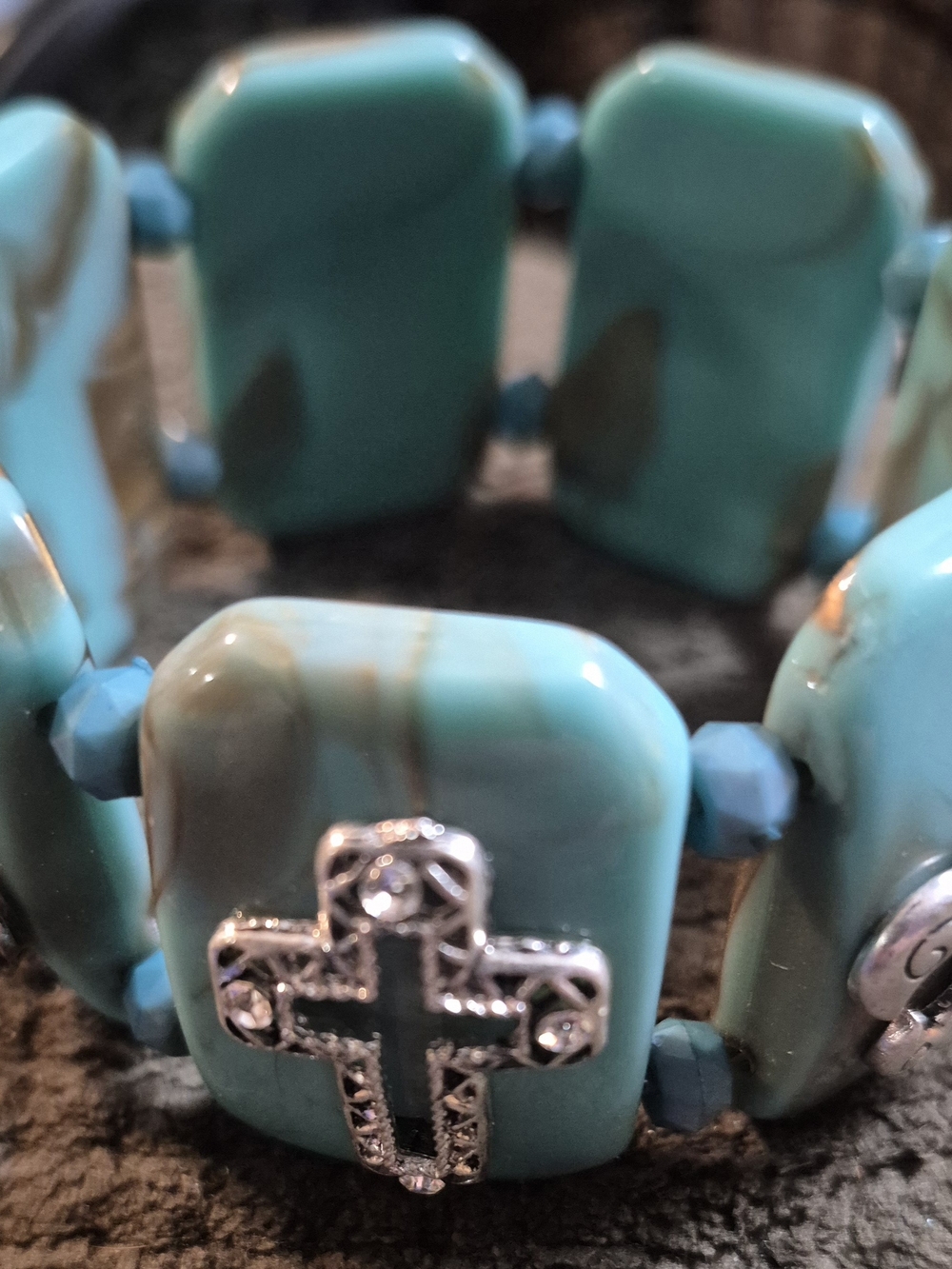Turquoise Cross Stretch Bracelet - Women Jewelry